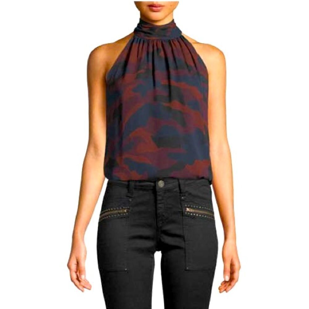 NWT Joie Erola B Sleeveless Camo-Print Silk Top Women Size xL